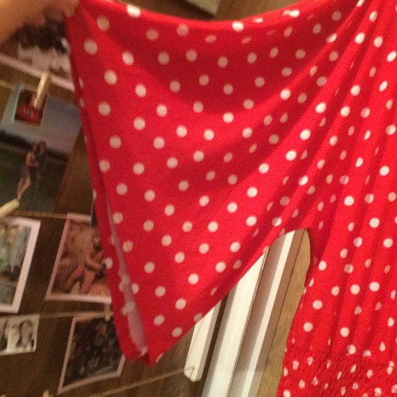 Plus size polka dot wide sleeve smoked bottom top - Picture 5 of 7